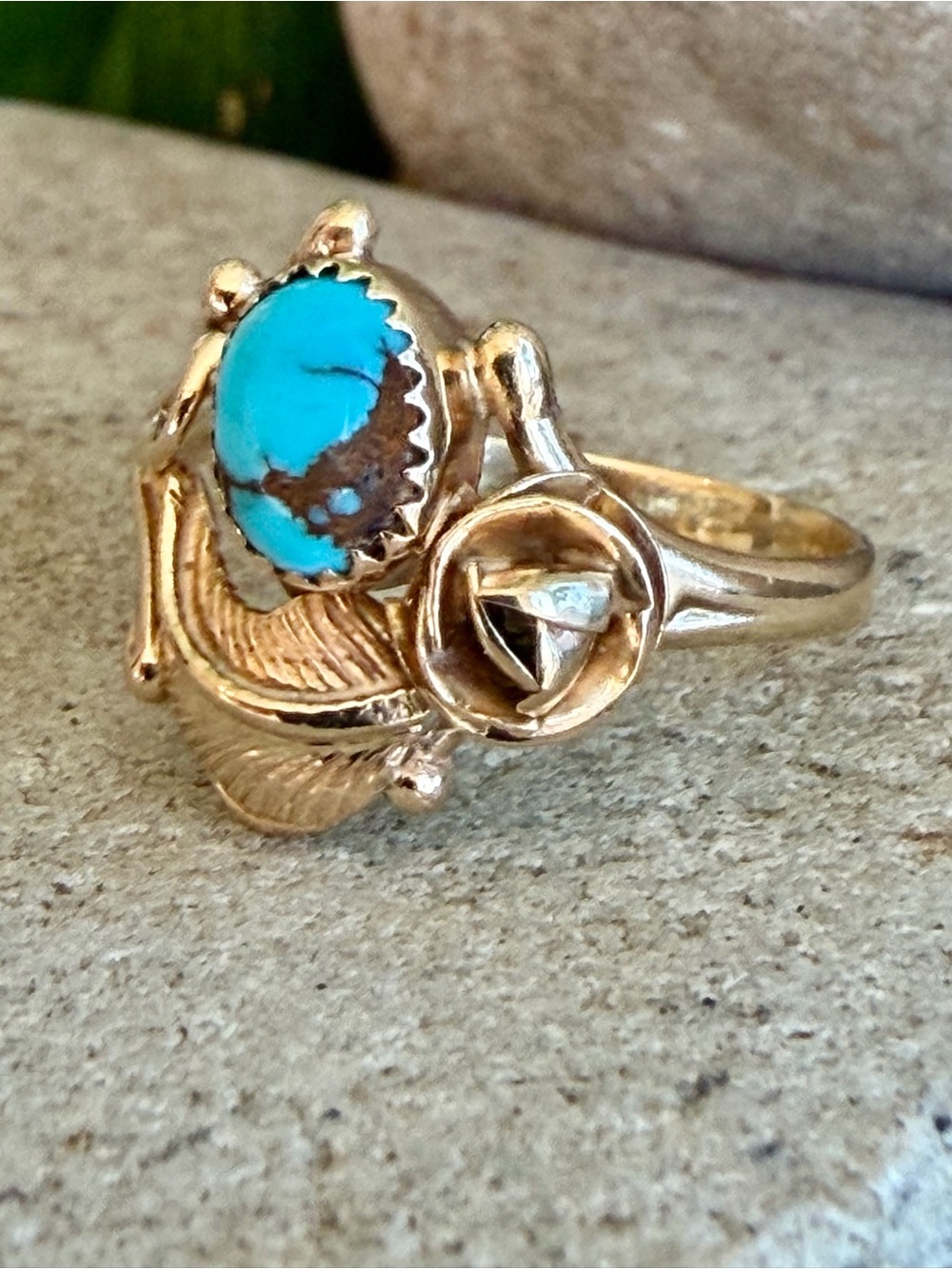14 karat gold and turquoise ring - Picture 3 of 6